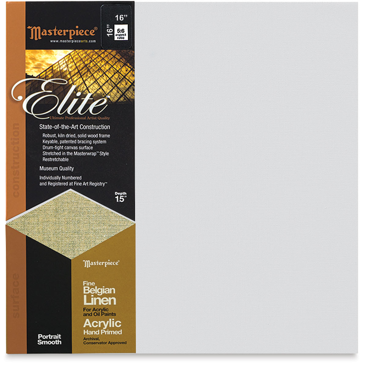 Masterpiece Elite Portrait Smooth Canvas - 16" x 16", Acrylic Primed front
