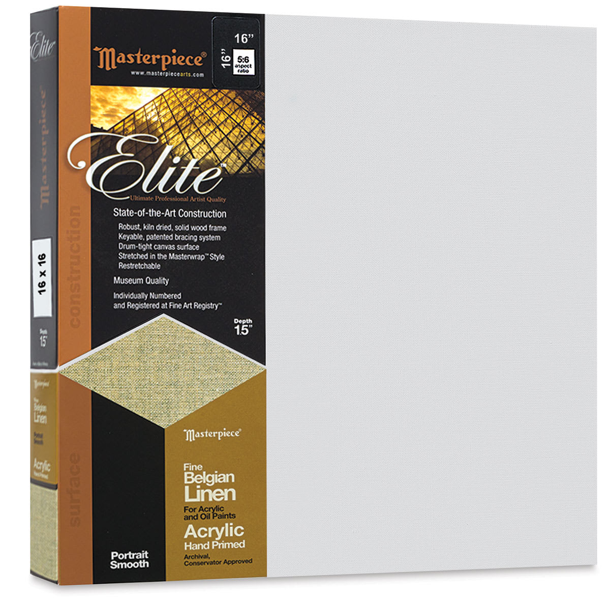 Masterpiece Elite Portrait Smooth Canvas - 16" x 16", Acrylic Primed