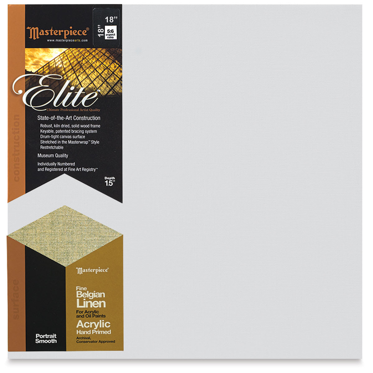 Masterpiece Elite Portrait Smooth Canvas - 18" x 18", Acrylic Primed front