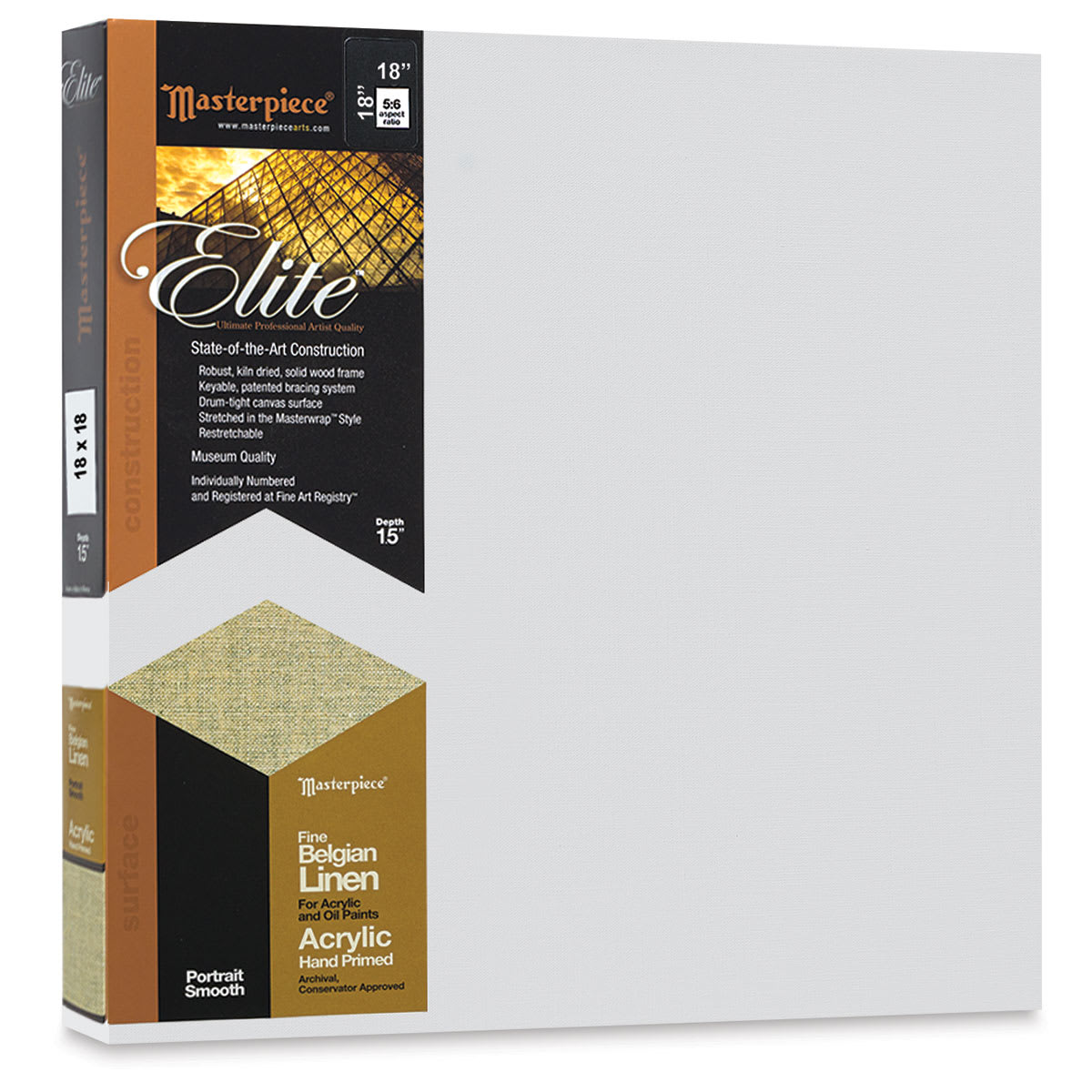 Masterpiece Elite Portrait Smooth Canvas - 18" x 18", Acrylic Primed