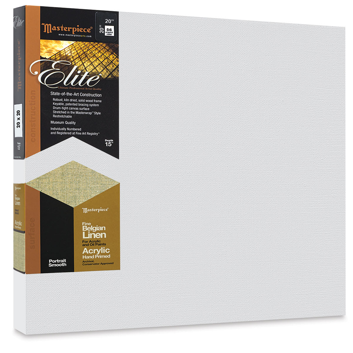 Masterpiece Elite Portrait Smooth Canvas - 20" x 20", Acrylic Primed