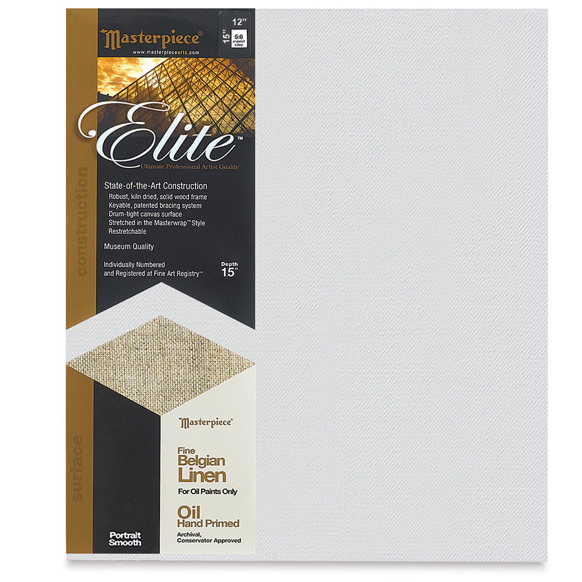 Masterpiece Elite Portrait Smooth Canvas - 12" x 15", Oil Primed