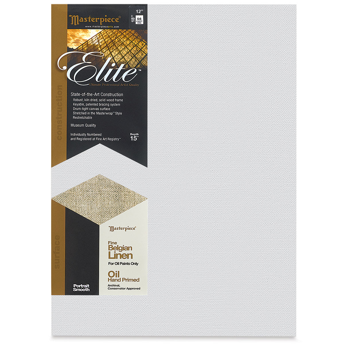 Masterpiece Elite Portrait Smooth Canvas - 12" x 18", Oil Primed