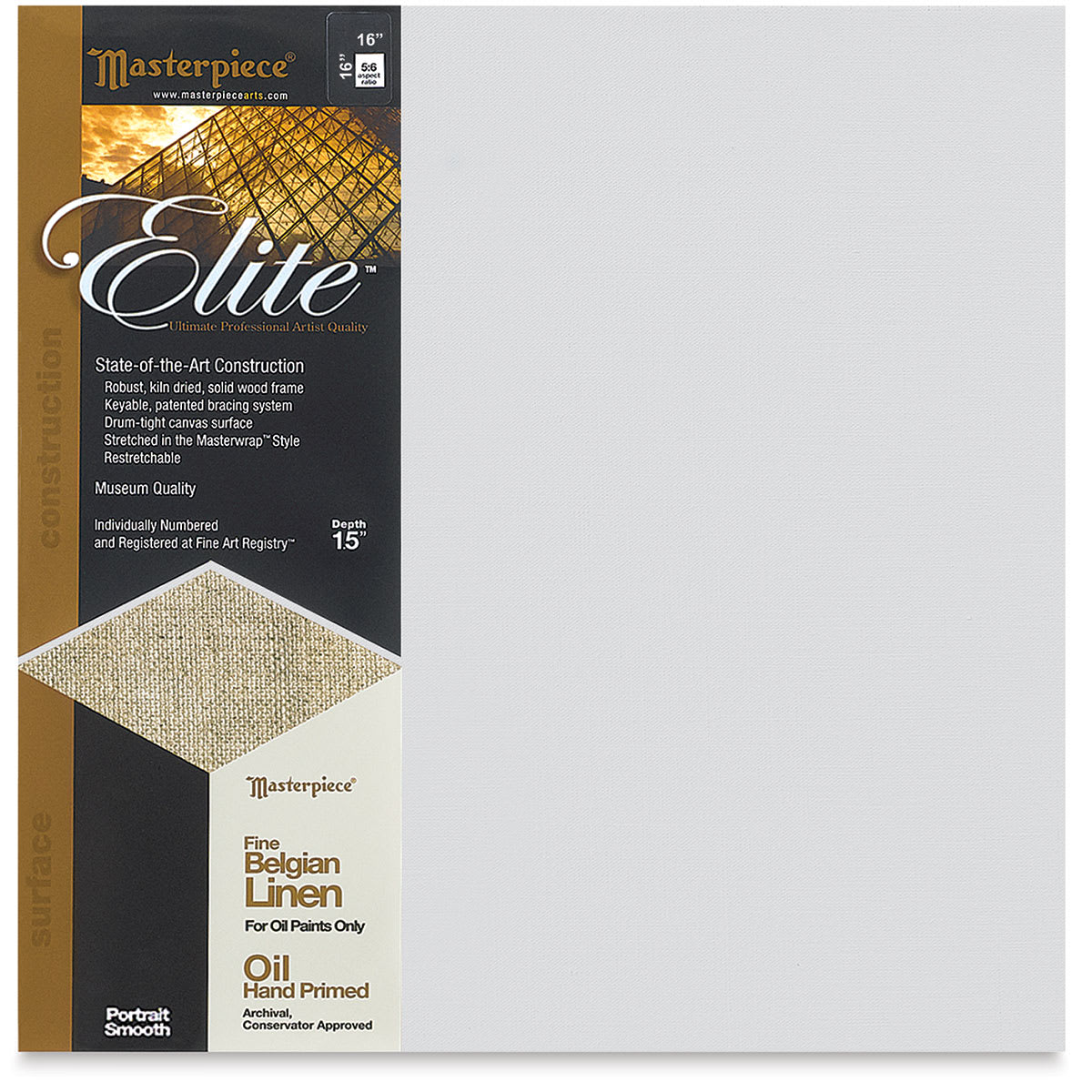 Masterpiece Elite Portrait Smooth Canvas - 16" x 16", Oil Primed