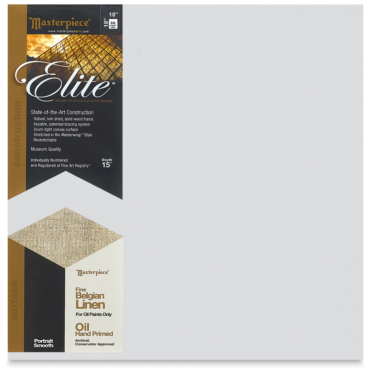 Masterpiece Elite Portrait Smooth Canvas - 18" x 18", Oil Primed