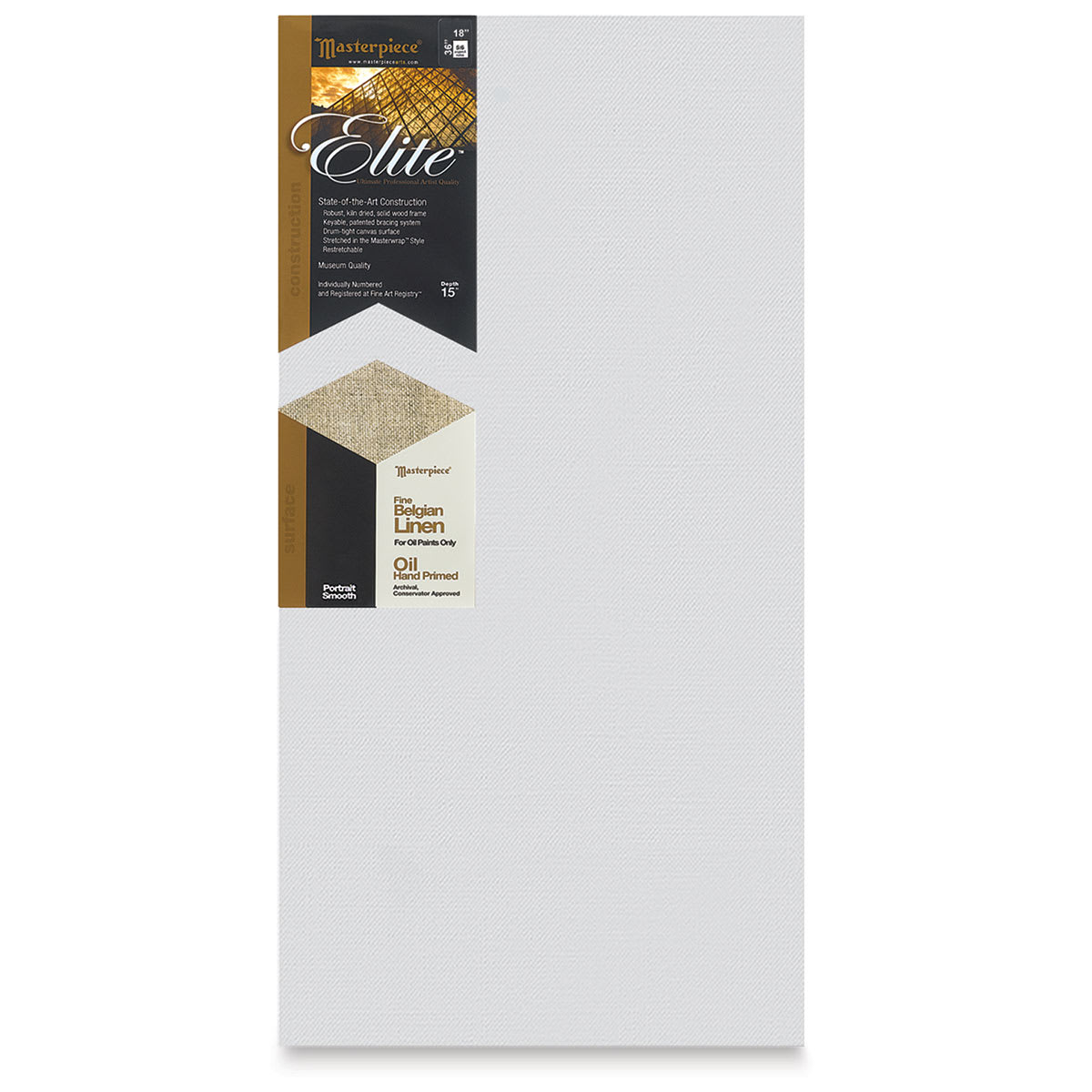Masterpiece Elite Portrait Smooth Canvas - 18" x 36", Oil Primed