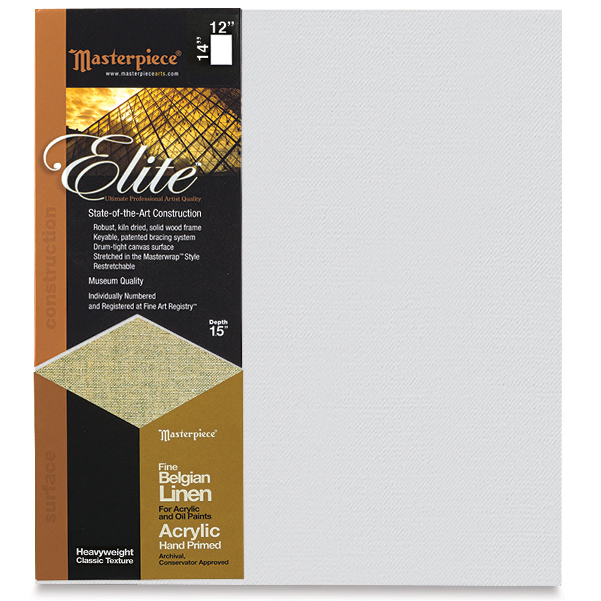 Masterpiece Elite Heavy-Weight Canvas - 12" x 14", Acrylic Primed 