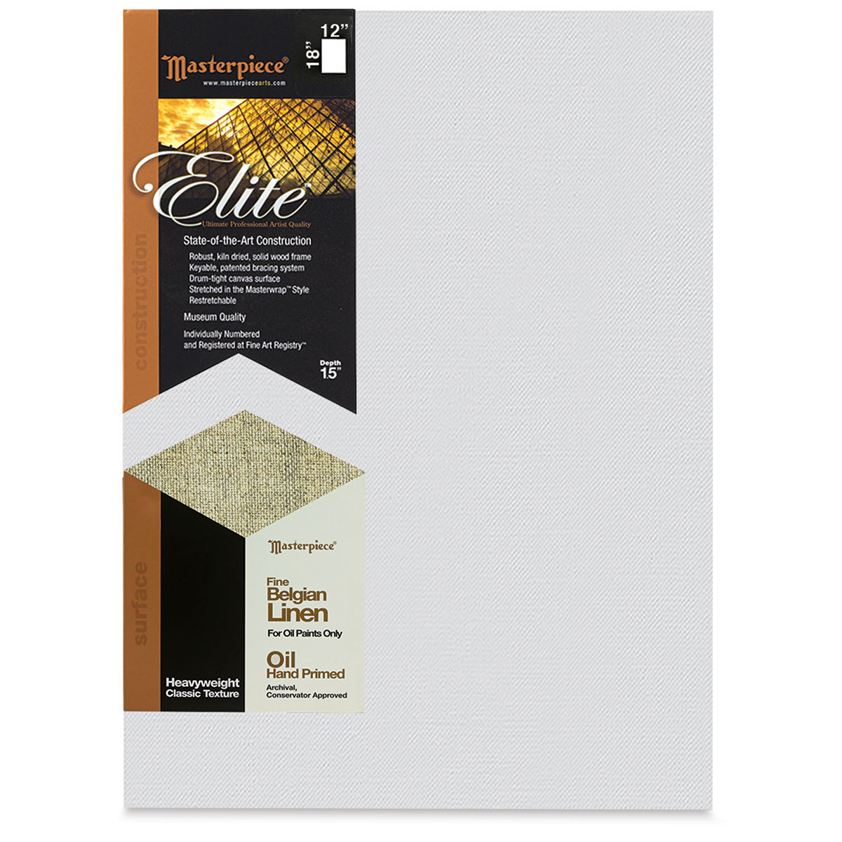 Masterpiece Elite Heavyweight Canvas - 12" x 18", Oil Primed