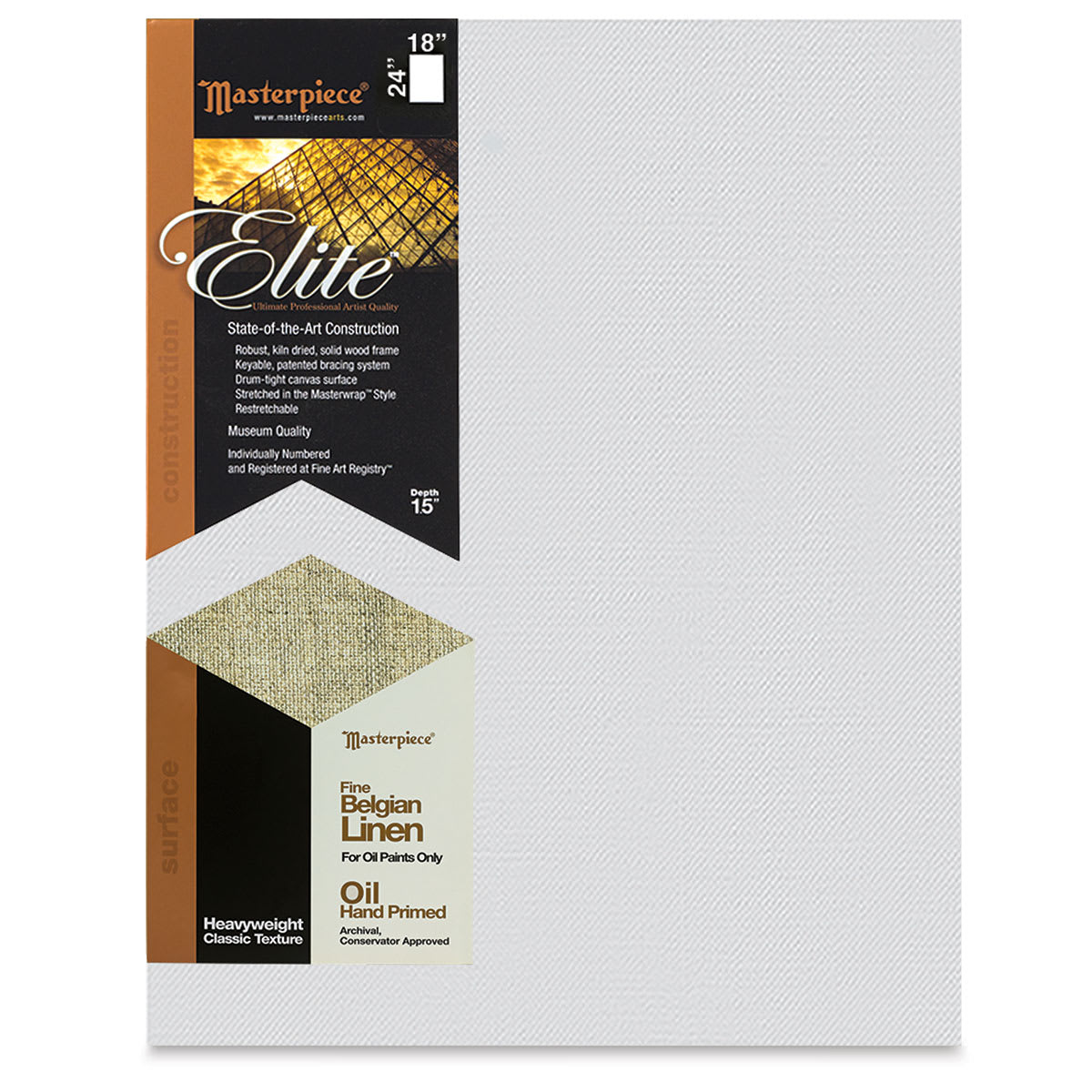 Masterpiece Elite Heavyweight Canvas - 18" x 24", Oil Primed