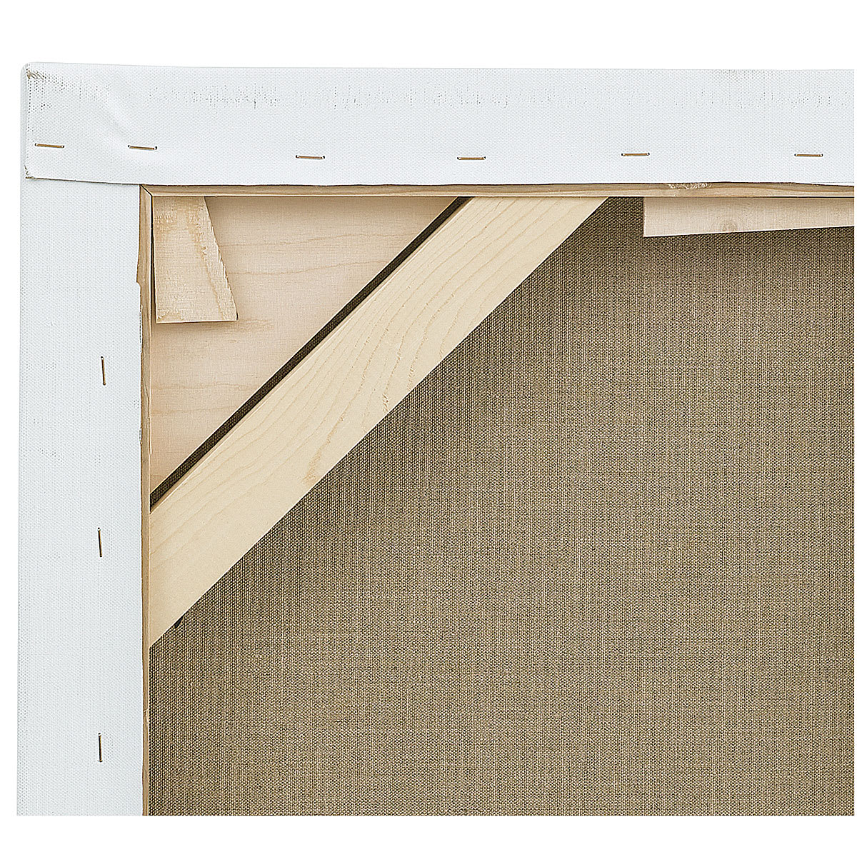 Elite Heavyweight Acrylic Primed Linen Canvas - Closeup of corner brace and keys
