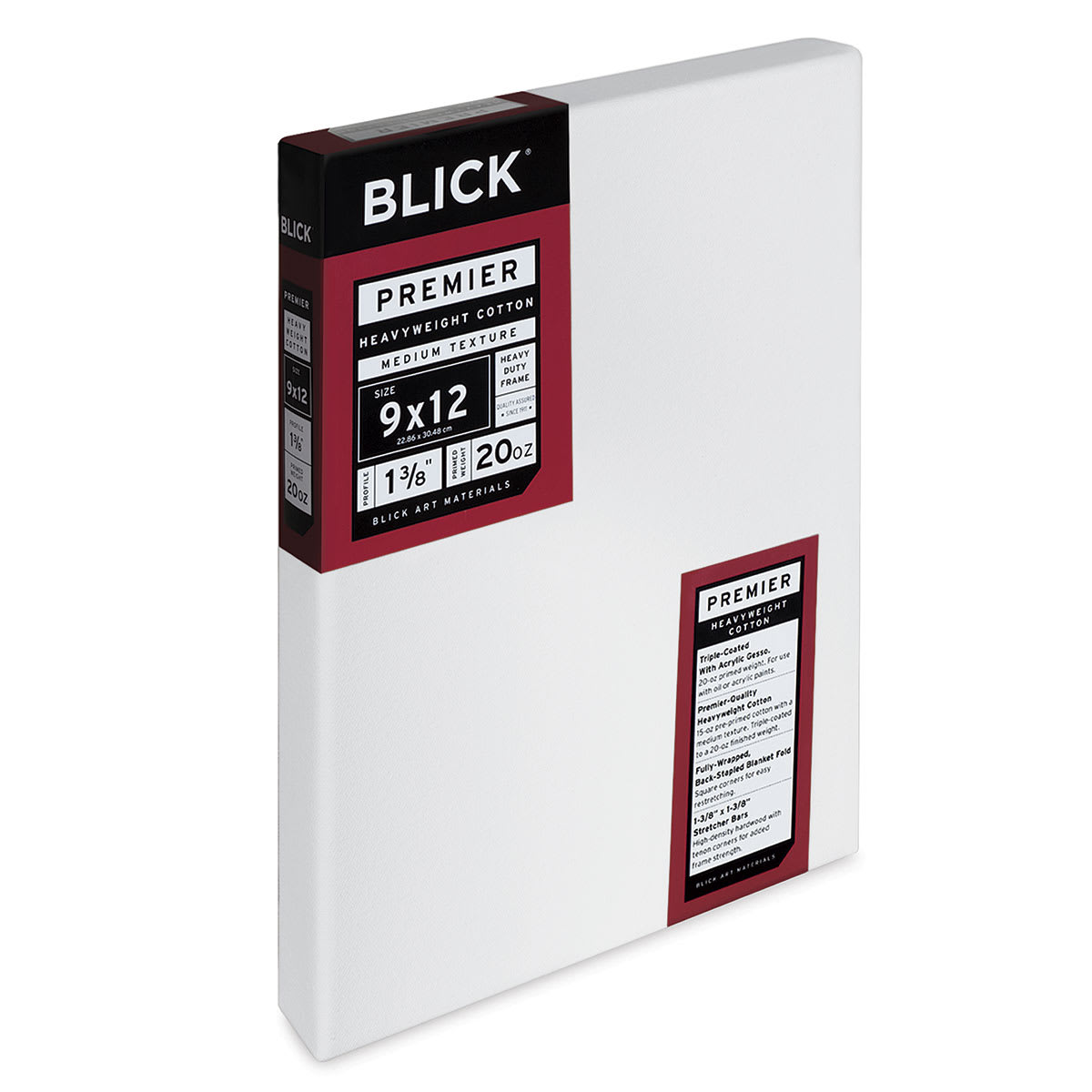 Blick Premier Heavyweight Stretched Cotton Canvas - 9" x 12", 1-3/8" Profile side view