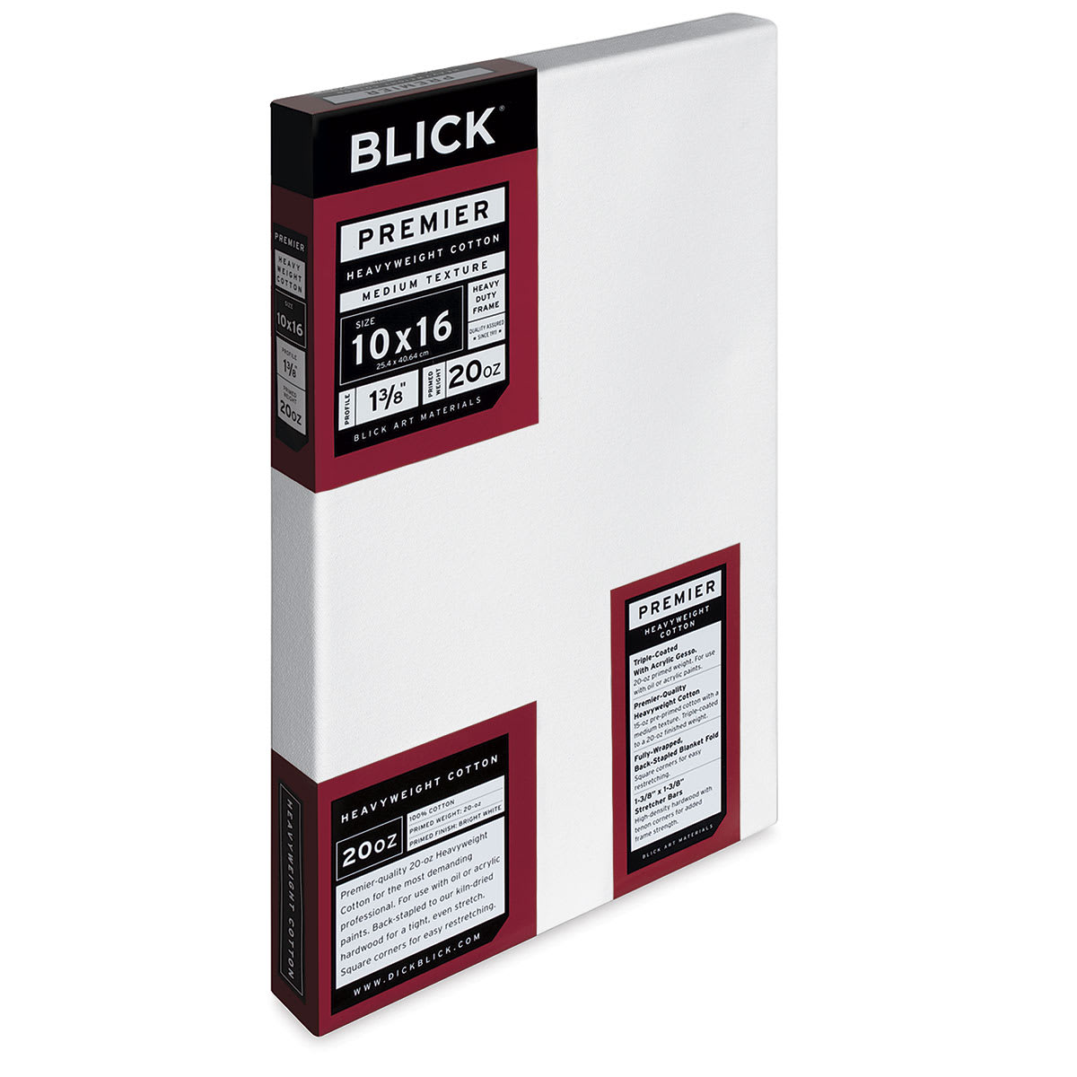 Blick Premier Heavyweight Stretched Cotton Canvas - 10" x 16", 1-3/8" Profile side view