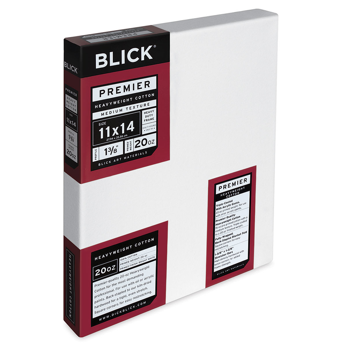 Blick Premier Heavyweight Stretched Cotton Canvas - 11" x 14", 1-3/8" Profile side view