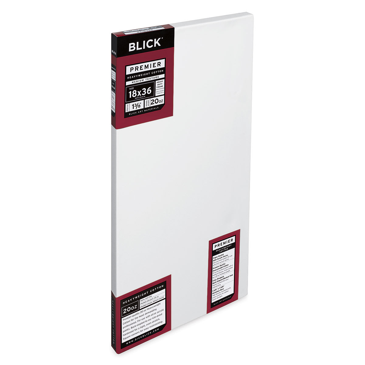 Blick Premier Heavyweight Stretched Cotton Canvas - 18" x 36", 1-3/8" Profile side view