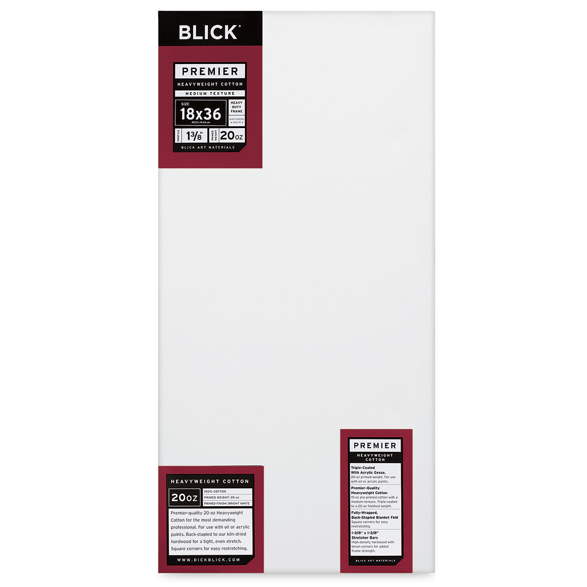 Blick Premier Heavyweight Stretched Cotton Canvas - 18" x 36", 1-3/8" Profile
