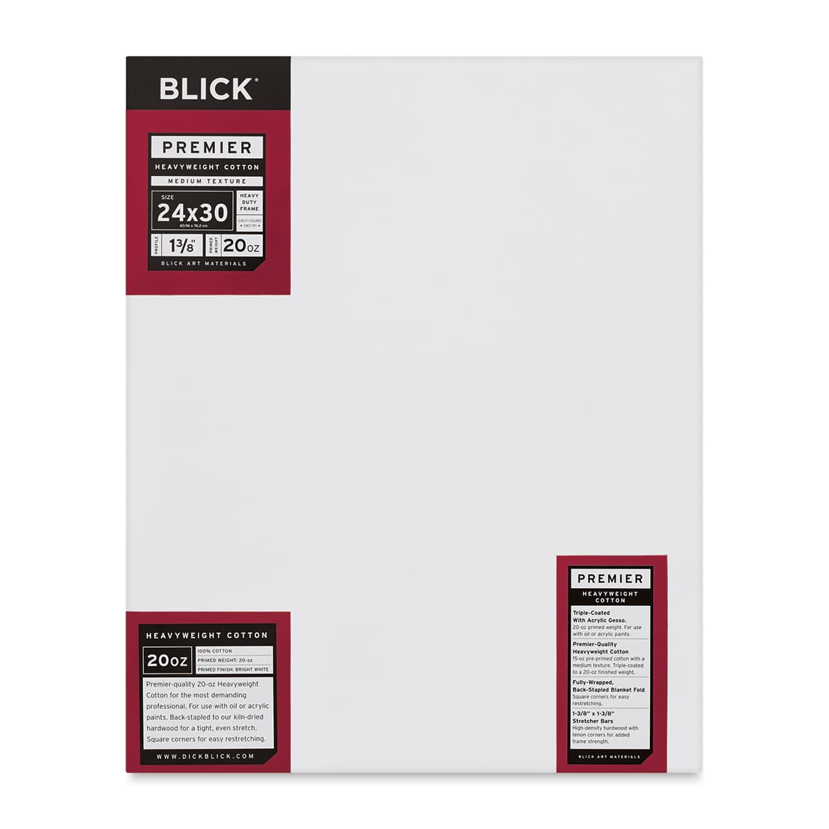 Blick Premier Heavyweight Stretched Cotton Canvas - 24" x 30", 1-3/8" Profile