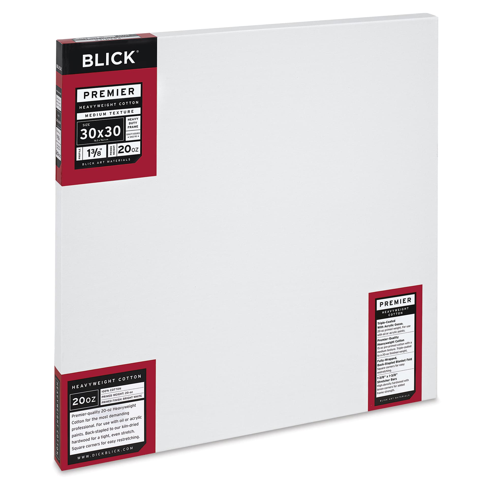 Blick Premier Heavyweight Stretched Cotton Canvas - 30" x 30", 1-3/8" Profile