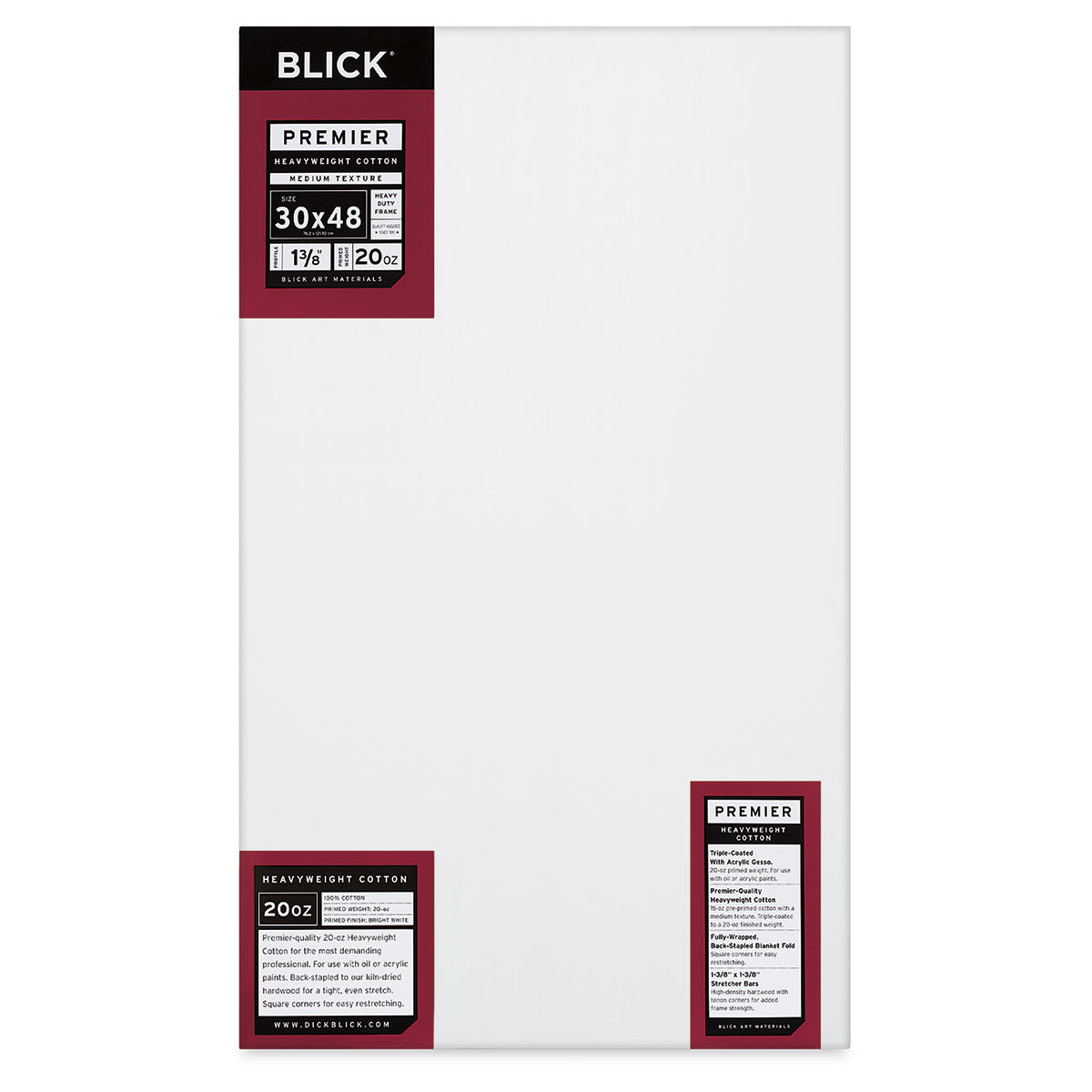Blick Premier Heavyweight Stretched Cotton Canvas - 30" x 48", 1-3/8" Profile