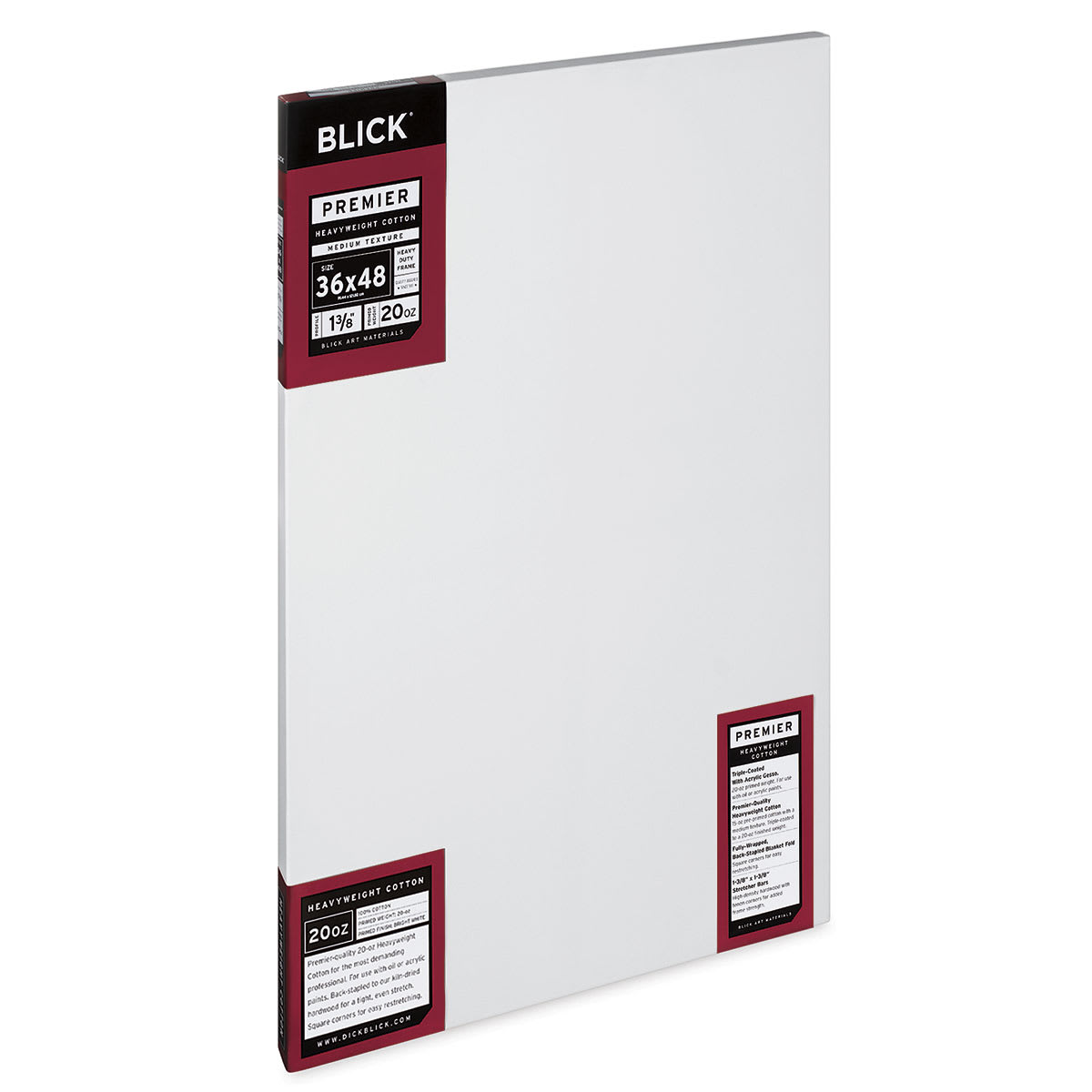 Blick Premier Heavyweight Stretched Cotton Canvas - 36" x 48", 1-3/8" Profile side view