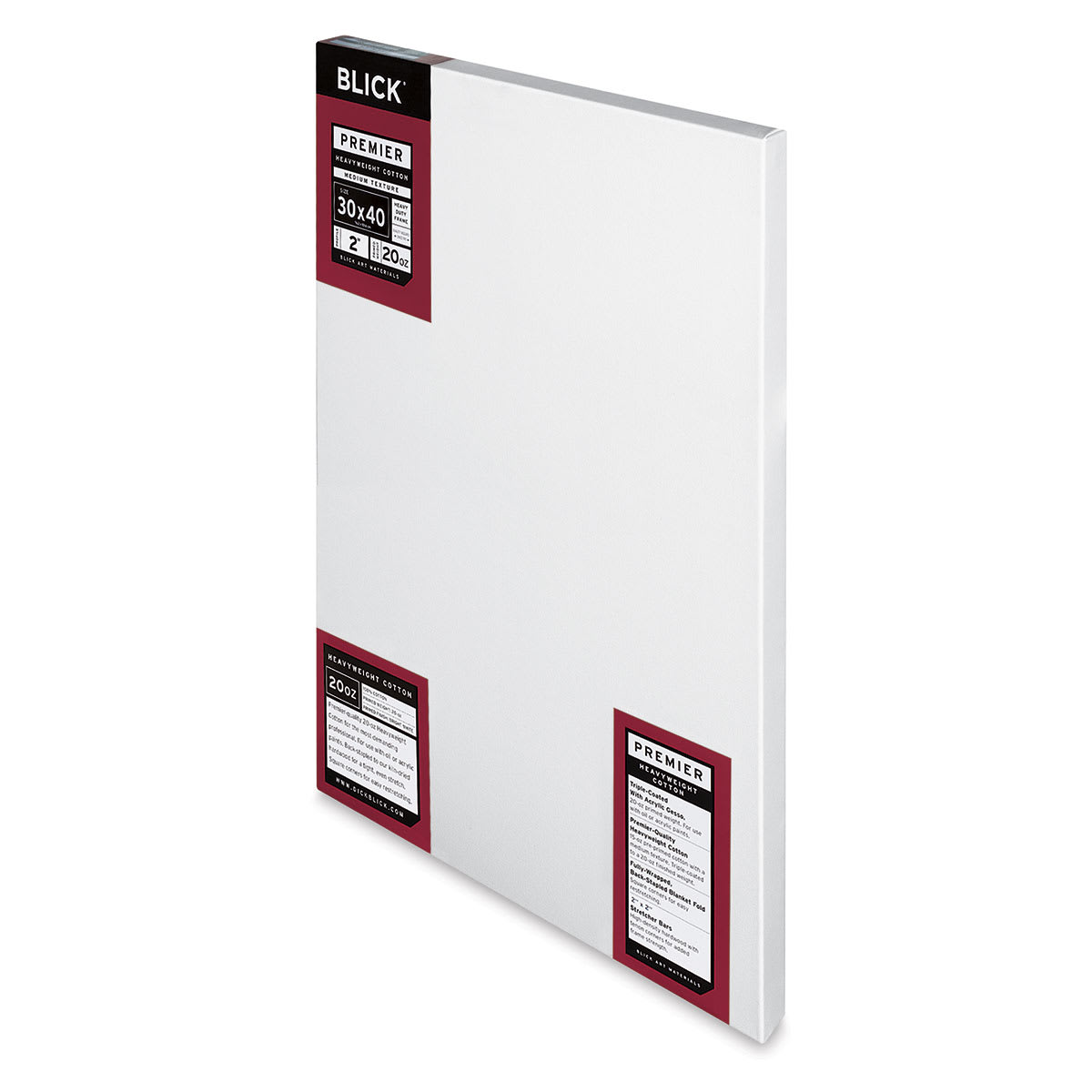 Blick Premier Heavyweight Stretched Cotton Canvas - 30" x 40", 2" Profile side view