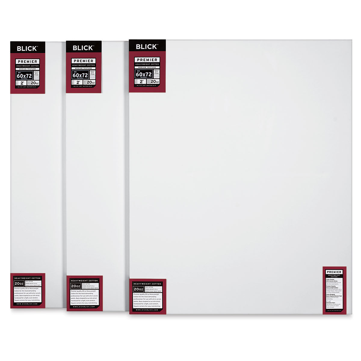 Blick Premier Heavyweight Stretched Cotton Canvas - 60" x 72", 2" Profile, Pkg of 3