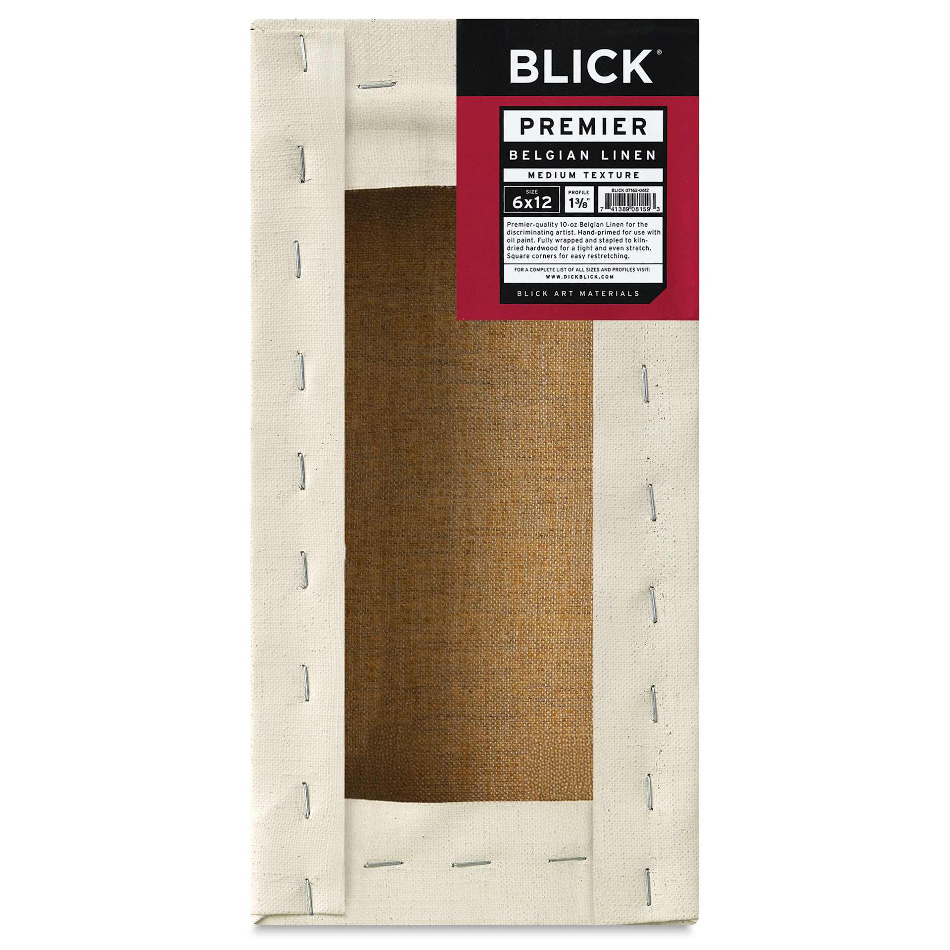 Blick Premier Belgian Linen - 6" x 12", Oil-Primed, 1-3/8" Profile, back with packaging