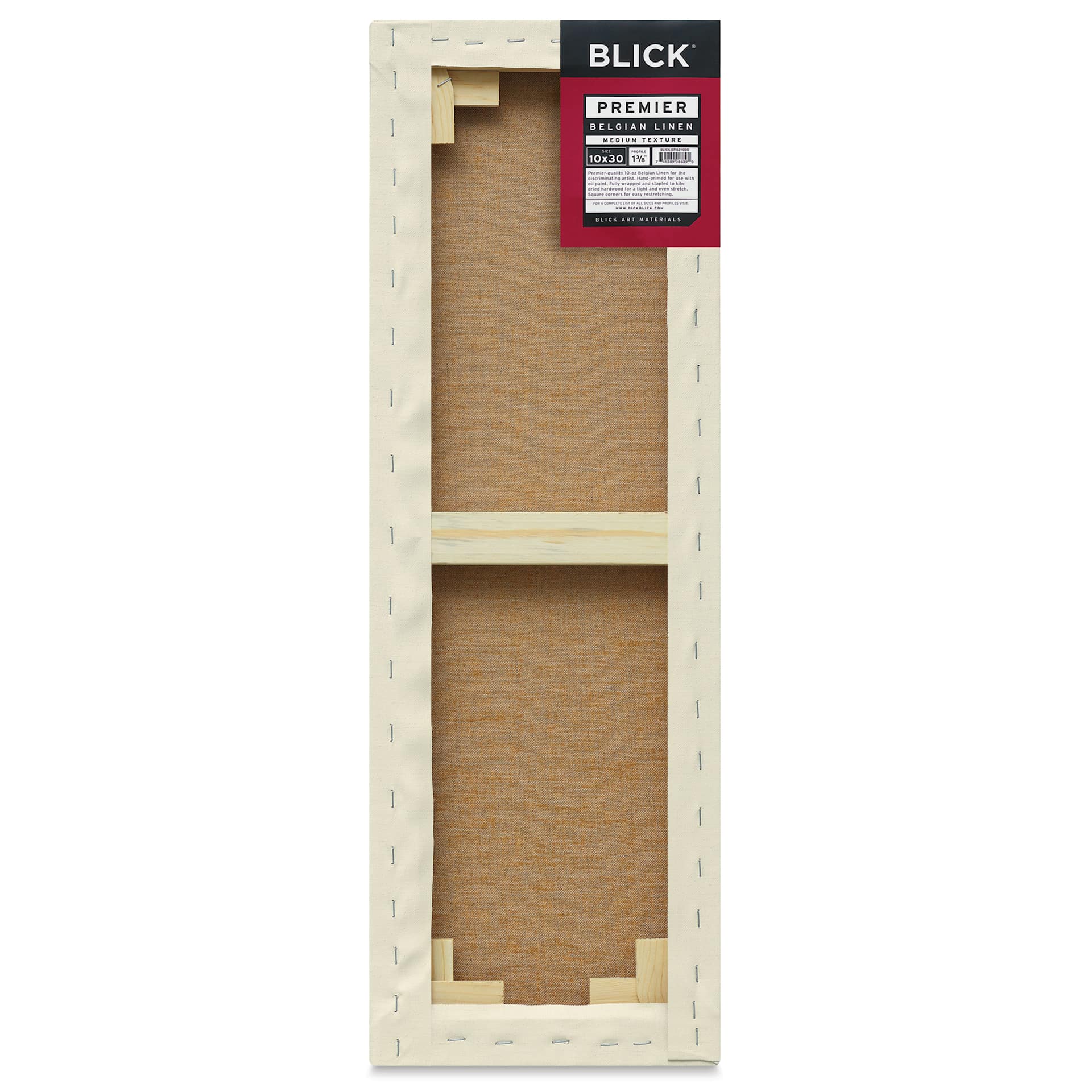 Blick Premier Belgian Linen - 10" x 30", Oil-Primed, 1-3/8" Profile, back with packaging