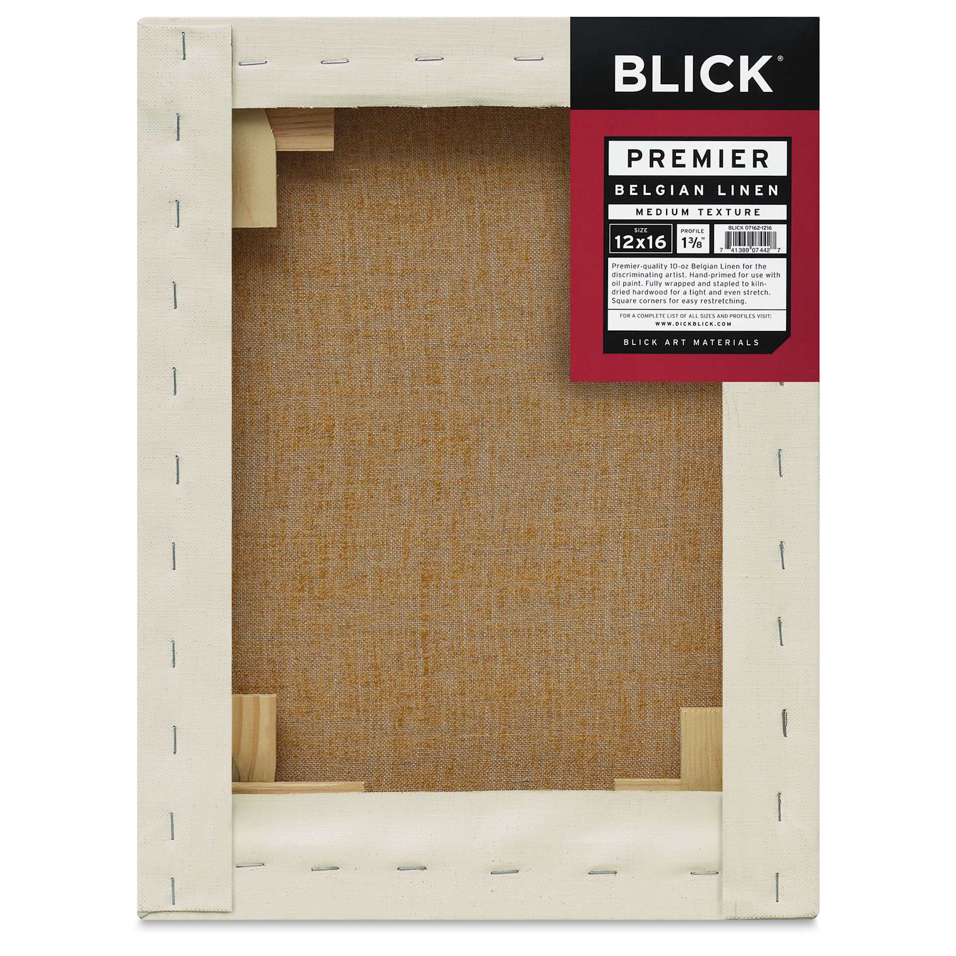 Blick Premier Belgian Linen - 12" x 16", Oil-Primed, 1-3/8" Profile, back with packaging