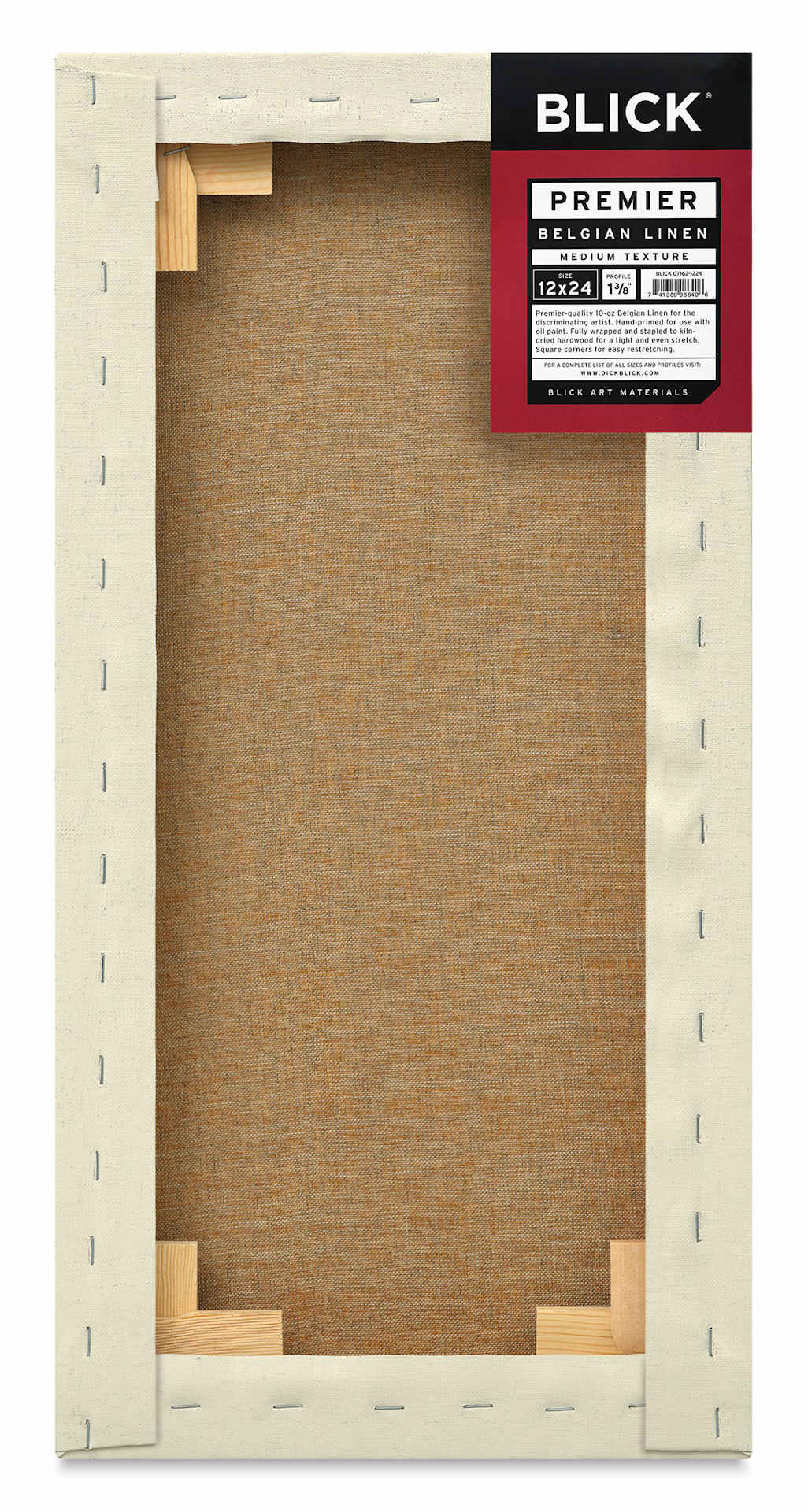 Blick Premier Belgian Linen - 12" x 24", Oil-Primed, 1-3/8" Profile, back with packaging