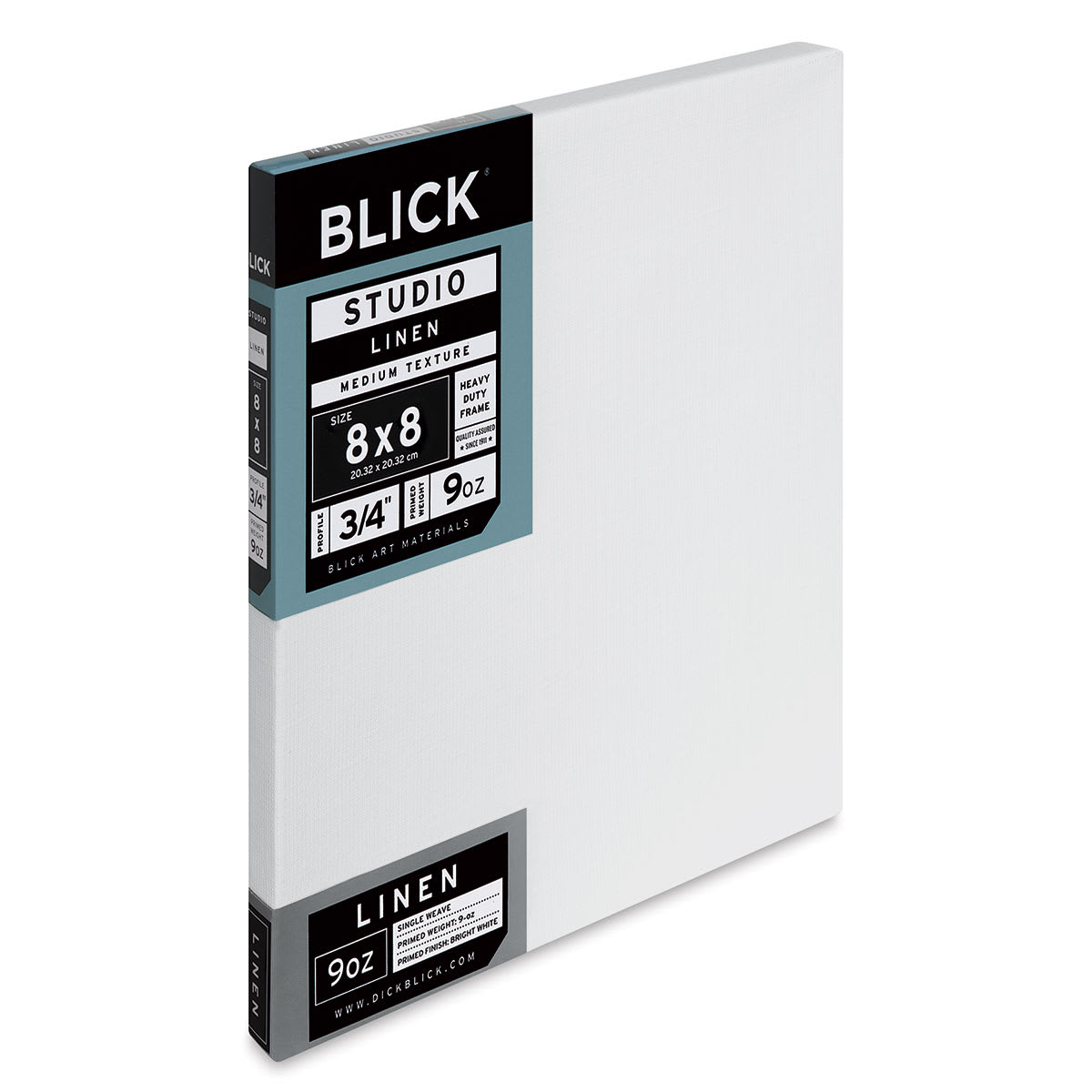 Blick Studio Linen Stretched Canvas - 8" x 8", Traditional 3/4" Profile (side view)