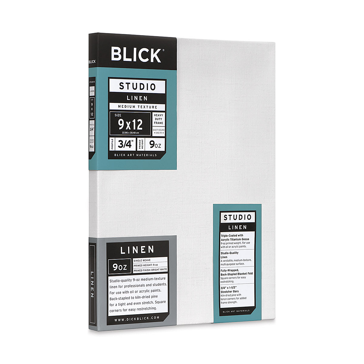 Blick Studio Linen Stretched Canvas - 9" x 12", Traditional 3/4" Profile (side view)