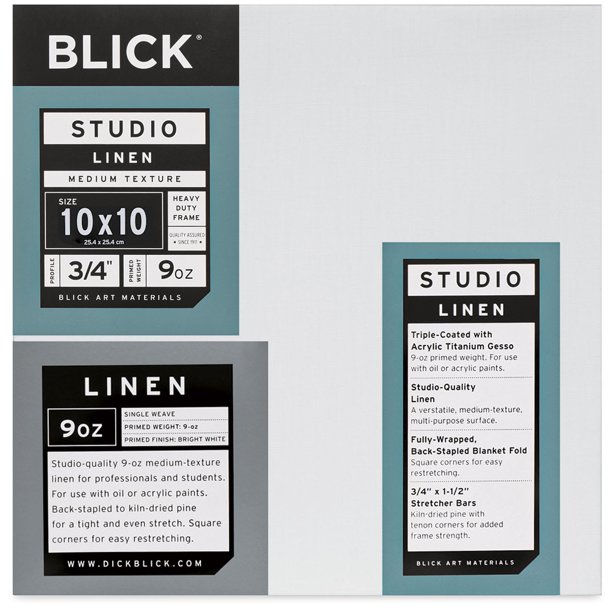 Blick Studio Linen Stretched Canvas - 10" x 10", Traditional 3/4" Profile