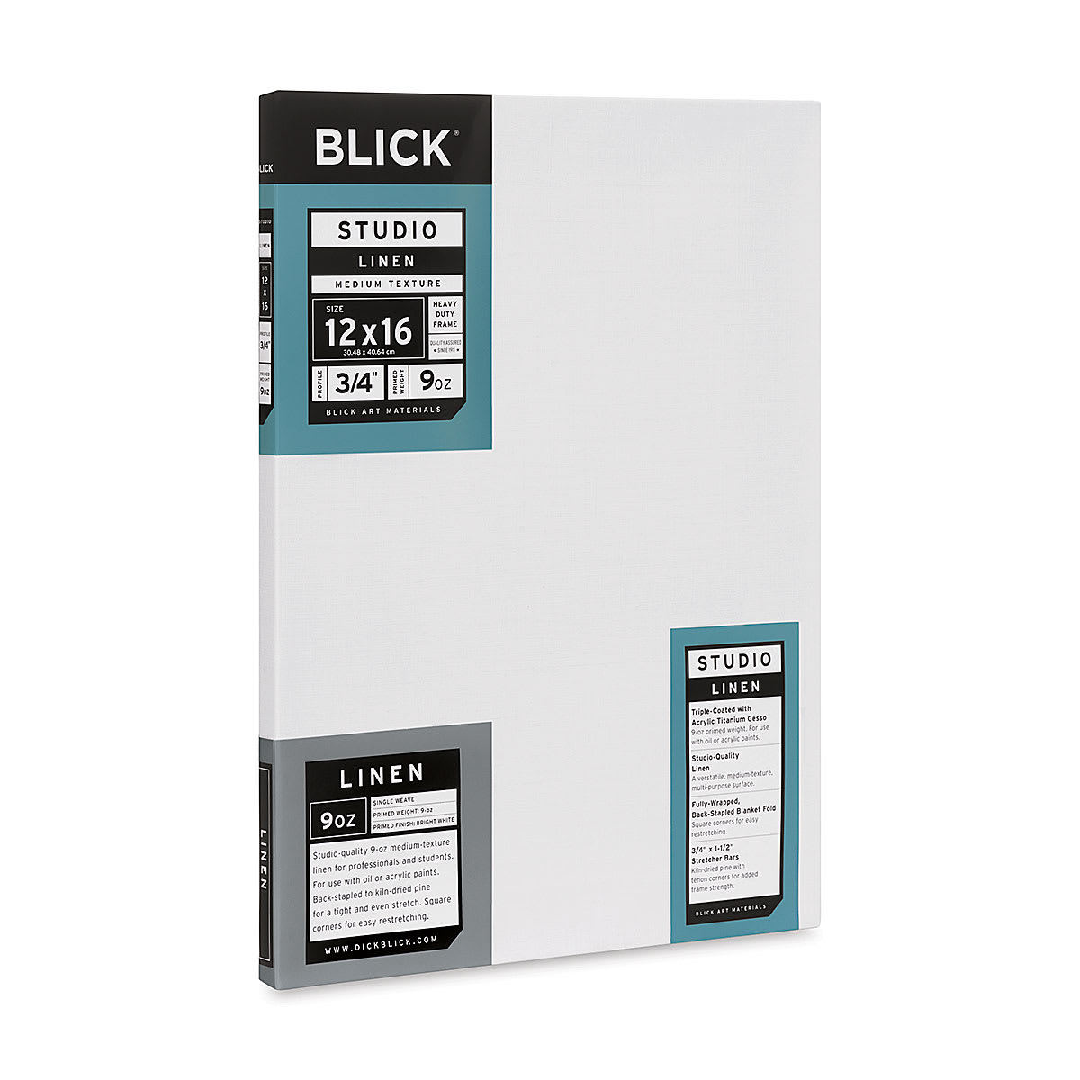 Blick Studio Linen Stretched Canvas - 12" x 16", Traditional 3/4" Profile (side view)