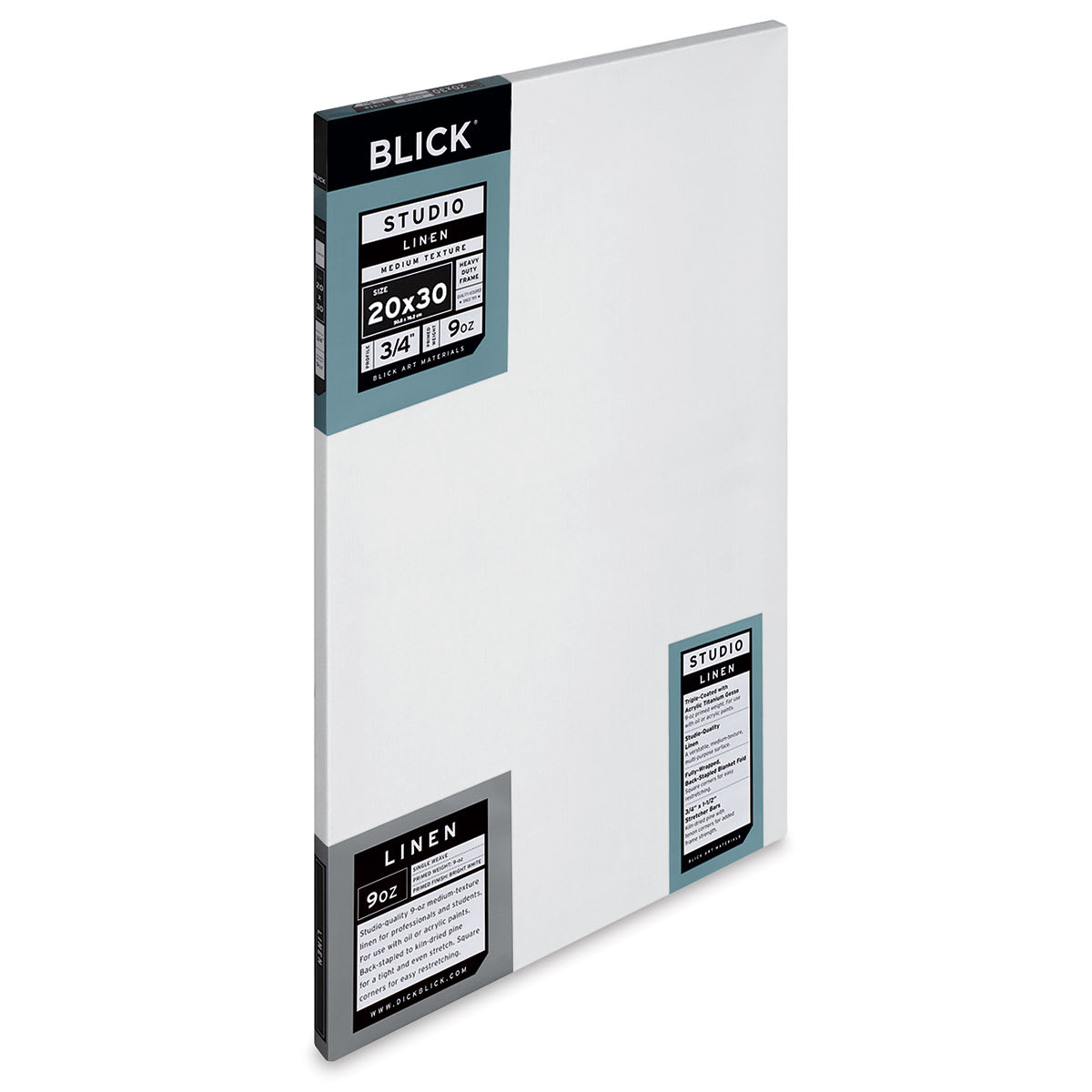 Blick Studio Linen Stretched Canvas - 20" x 30", Traditional 3/4" Profile (side view)
