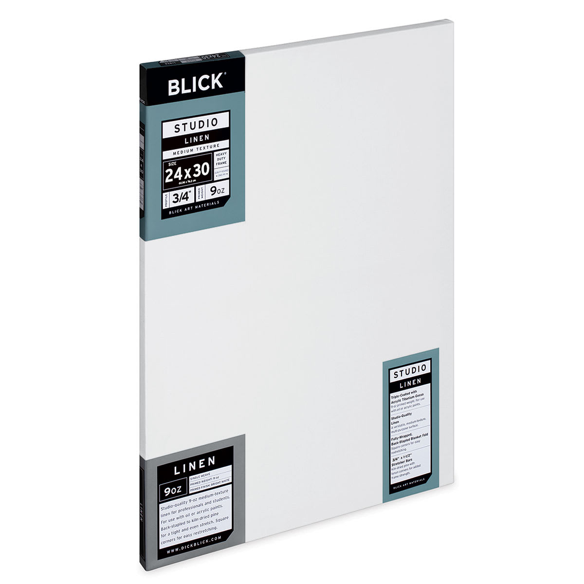 Blick Studio Linen Stretched Canvas - 24" x 30", Traditional 3/4" Profile (side view)
