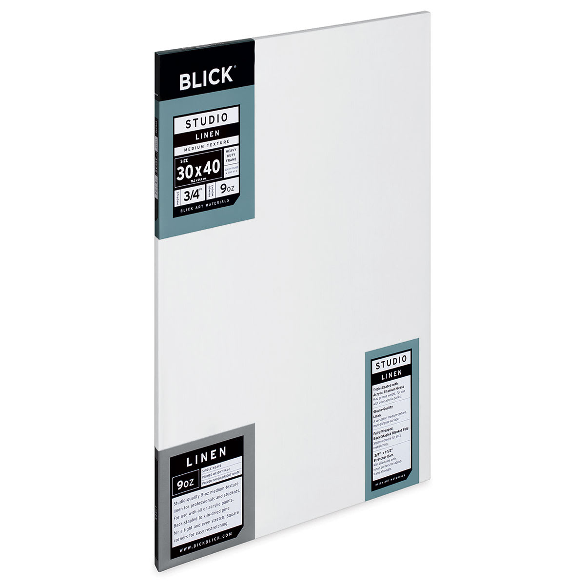 Blick Studio Linen Stretched Canvas - 30" x 40", Traditional 3/4" Profile (side view)