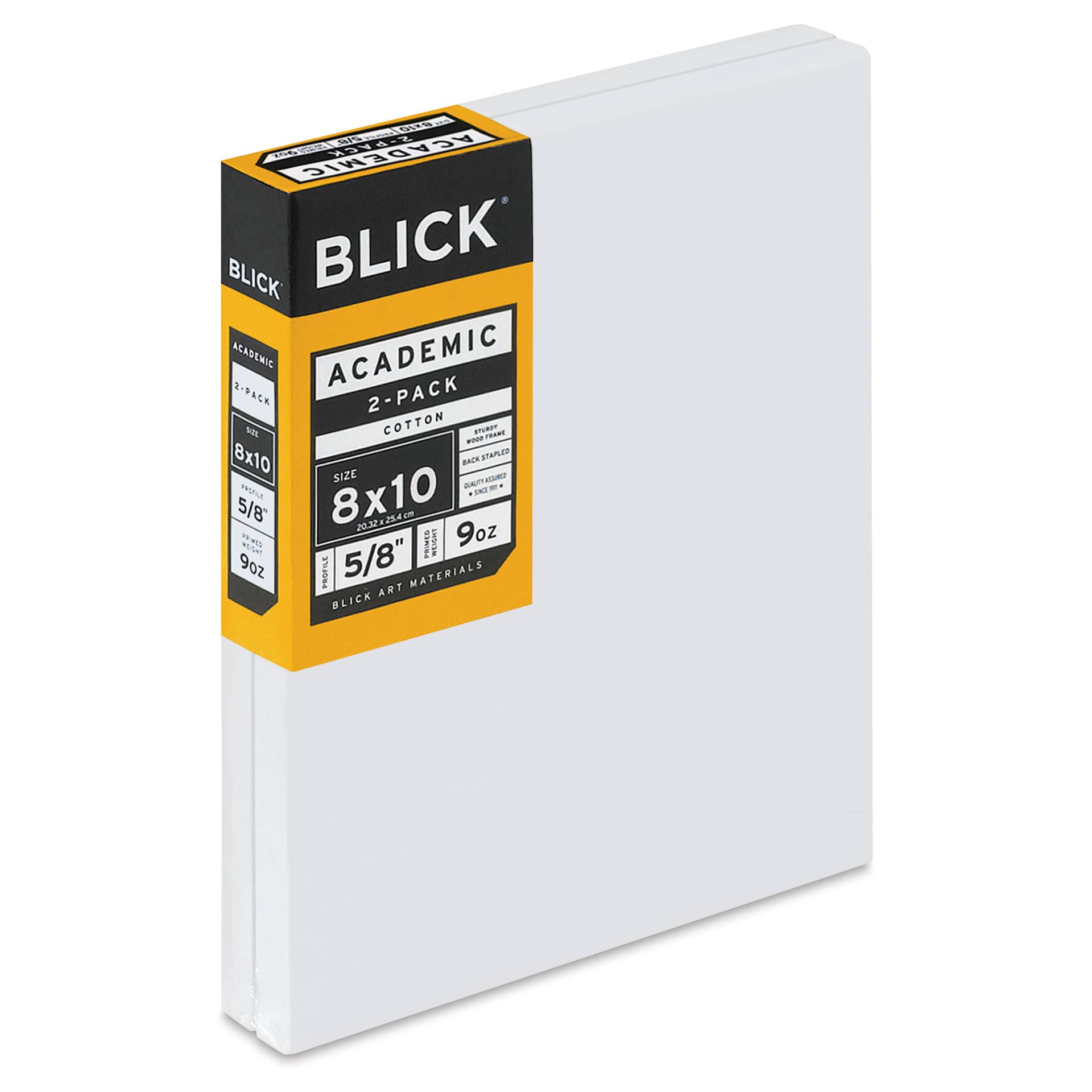 Blick Academic Cotton Stretched Canvas Pack - 8" x 10", Pkg of 2 side view