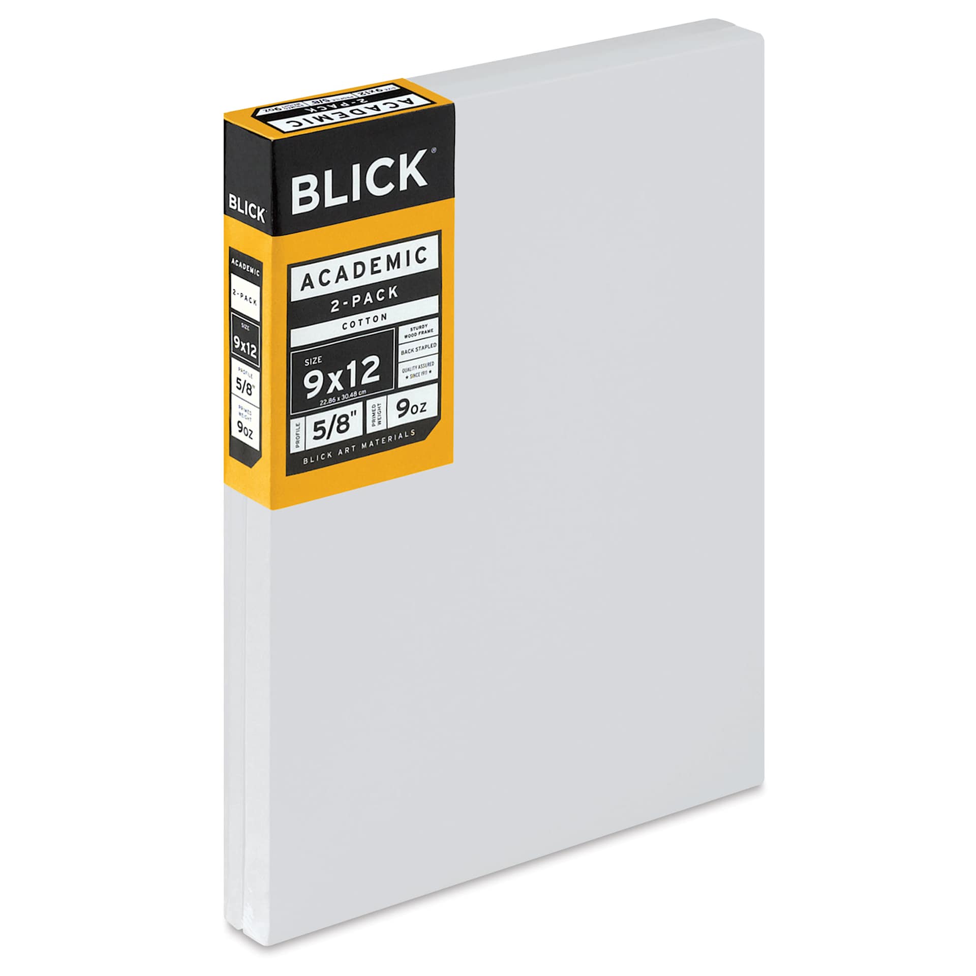 Blick Academic Cotton Stretched Canvas Pack - 9" x 12", Pkg of 2 side view Blick Academic Cotton Stretched Canvas Pack - 9" x 12", Pkg of 2 side view