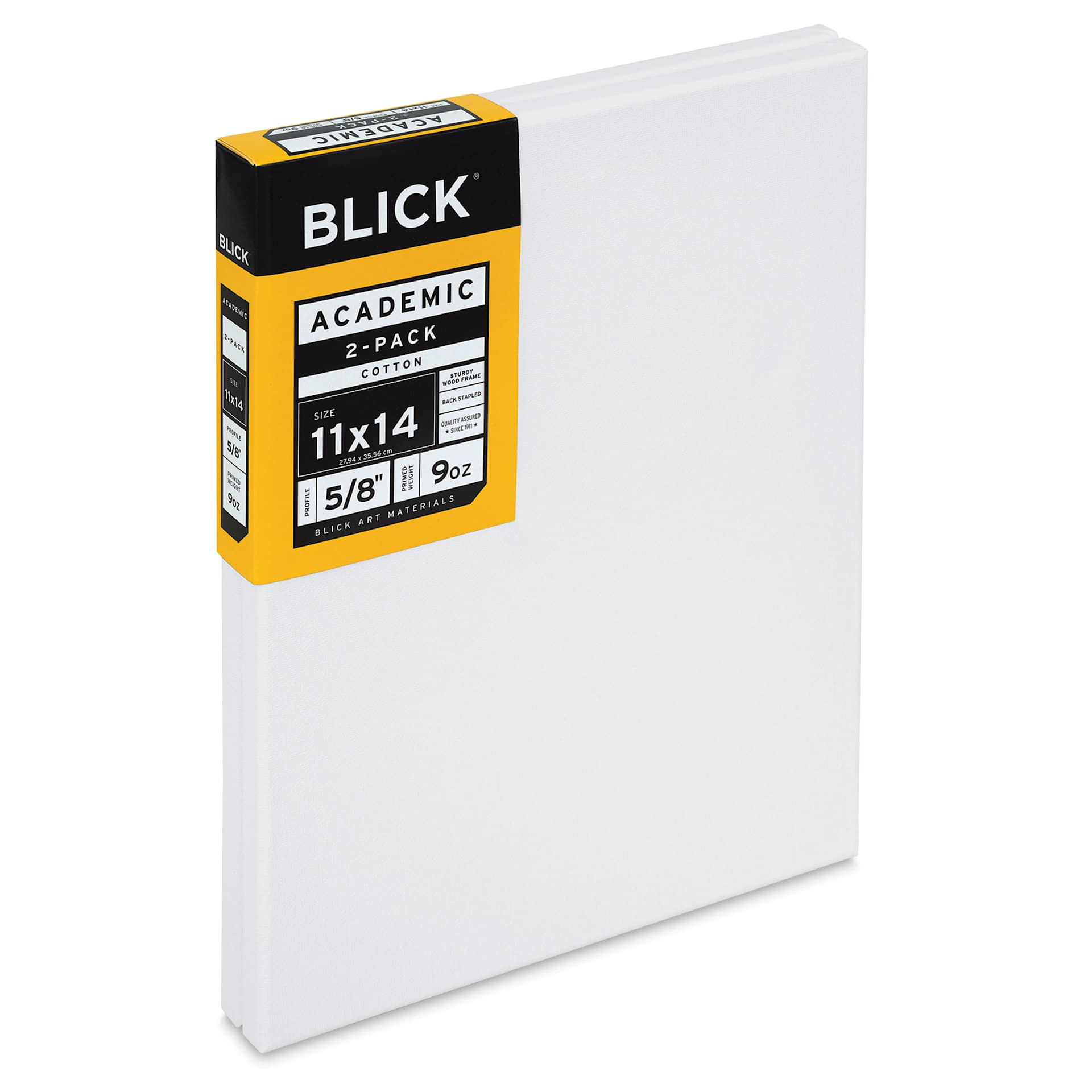 Blick Academic Cotton Stretched Canvas Pack - 11" x 14", Pkg of 2 side view