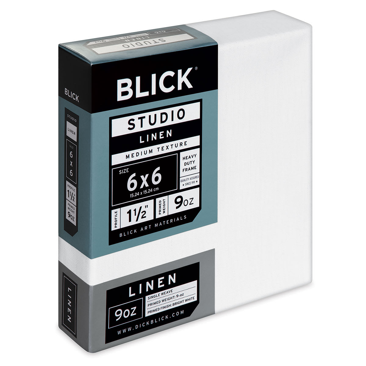 Blick Studio Linen Stretched Canvas - 6" x 6", Gallery 1-1/2" Profile (side view)