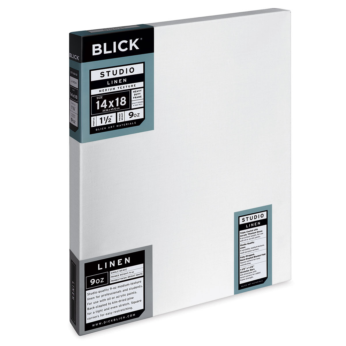 Blick Studio Linen Stretched Canvas - 14" x 18", Gallery 1-1/2" Profile (side view)