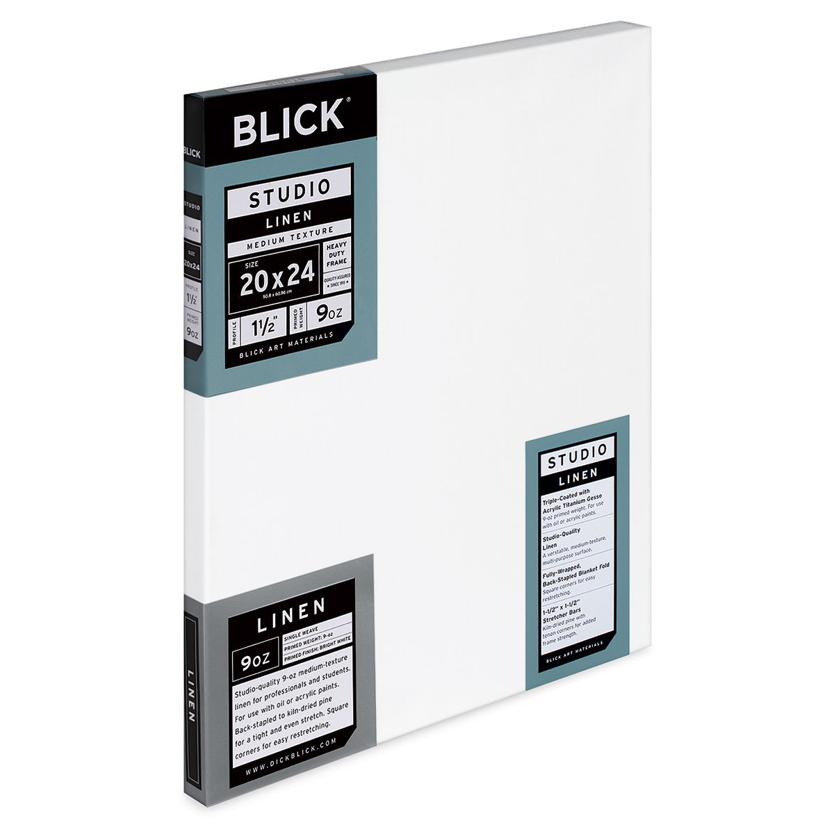 Blick Studio Linen Stretched Canvas - 20" x 24", Gallery 1-1/2" Profile (side view)