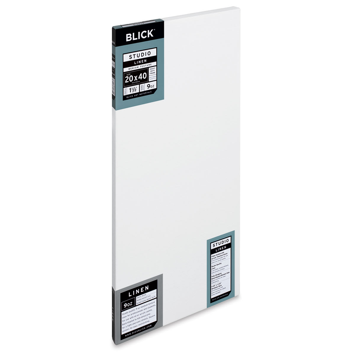 Blick Studio Linen Stretched Canvas - 20" x 40", Gallery 1-1/2" Profile (side view)