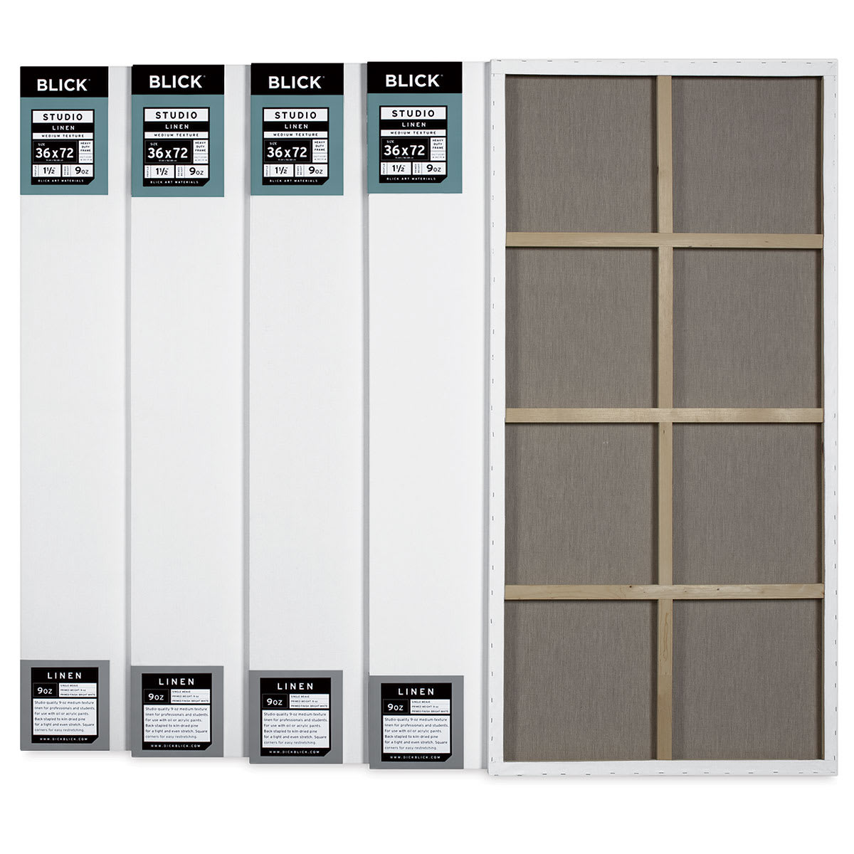 Blick Studio Linen Stretched Canvas - 36" x 72", Gallery 1-1/2" Profile, Pkg of 5 (back)