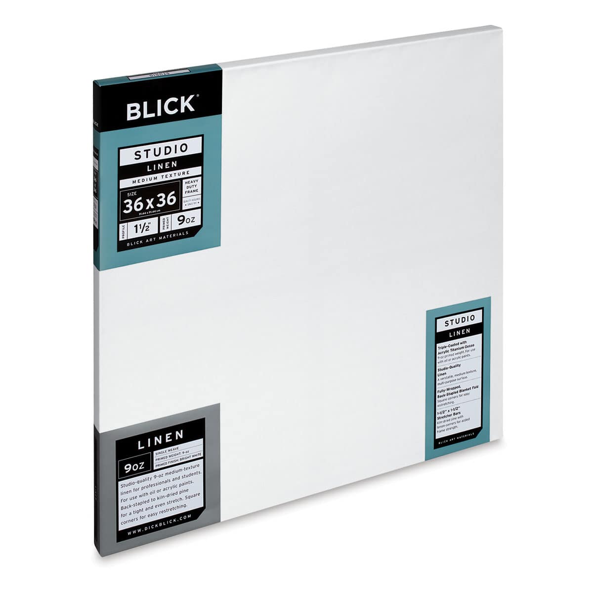 Blick Studio Linen Stretched Canvas - 36" x 36", Gallery 1-1/2" Profile (side view)