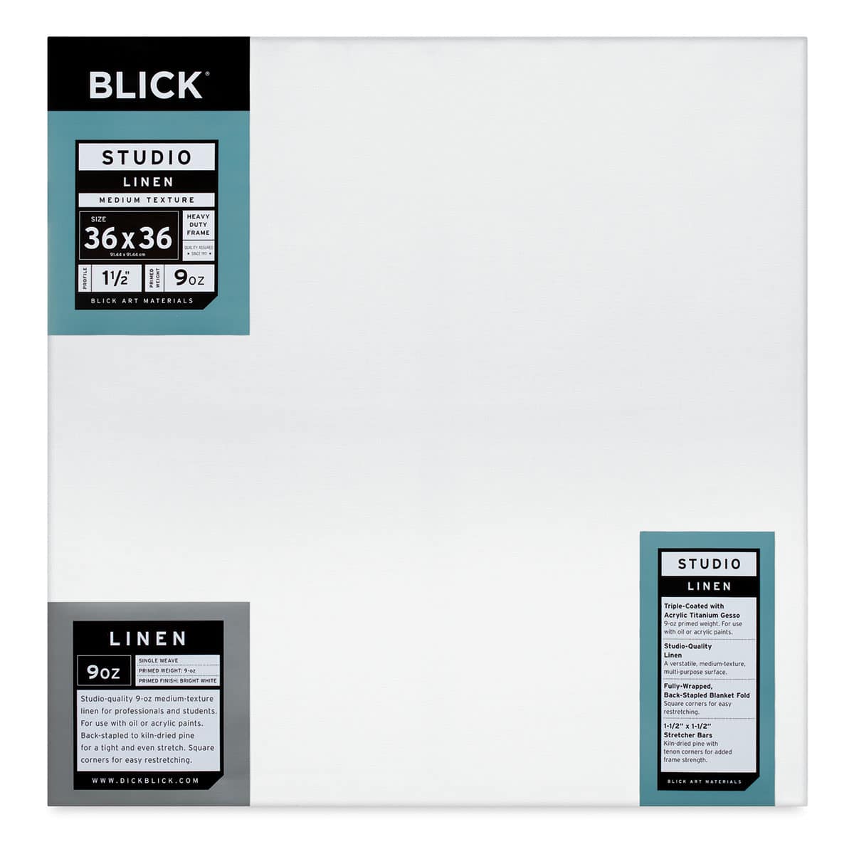 Blick Studio Linen Stretched Canvas - 36" x 36", Gallery 1-1/2" Profile