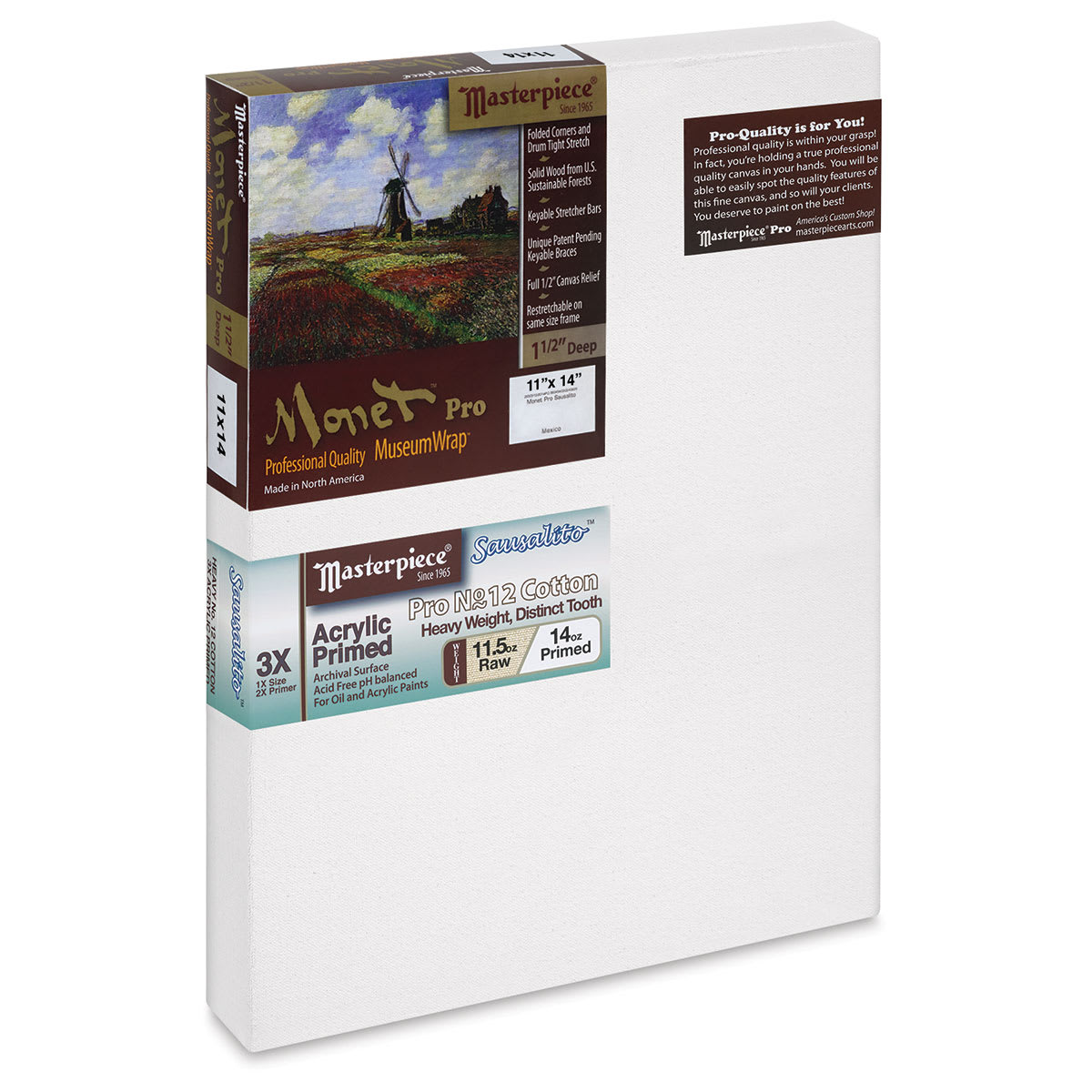 Masterpiece Monet Pro Sausalito Cotton Canvas - 11" x 14", Acrylic-Primed