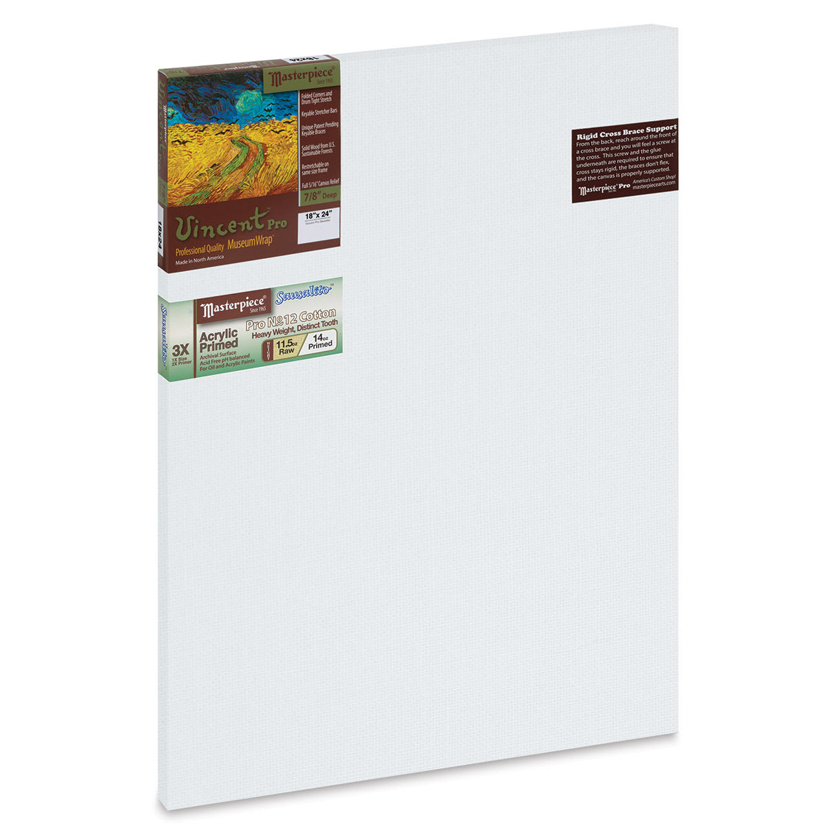 Masterpiece Vincent Pro Sausalito Cotton Canvas - 18" x 24", Acrylic Primed