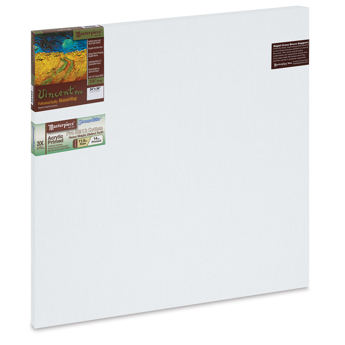 Masterpiece Vincent Pro Sausalito Cotton Canvas - 24" x 24", Acrylic Primed