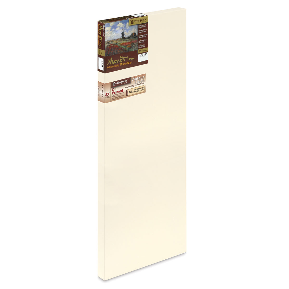 Masterpiece Monet Pro Linen Canvas - 12" x 36", Oil Primed